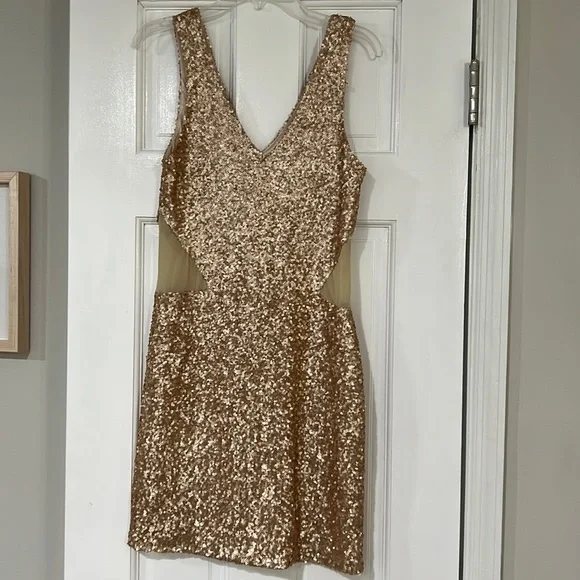 gold sequin new years dress Kendall 6-Drawer Dresser Black and Gold main image 1